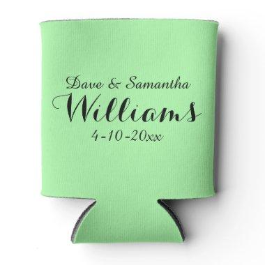 Chic Country Green Mr. Mrs. Wedding Favor Can Cooler