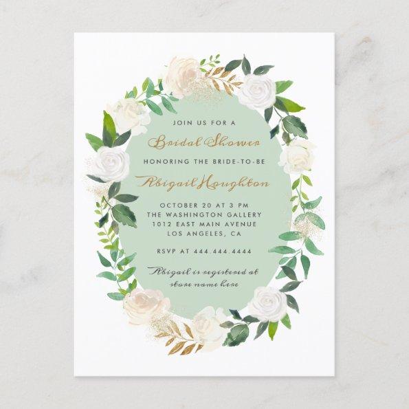 Chic Cream Watercolor Floral Wreath Bridal Shower Invitation PostInvitations
