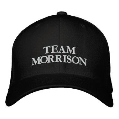 Chic custom groom bride team name black and white embroidered baseball cap