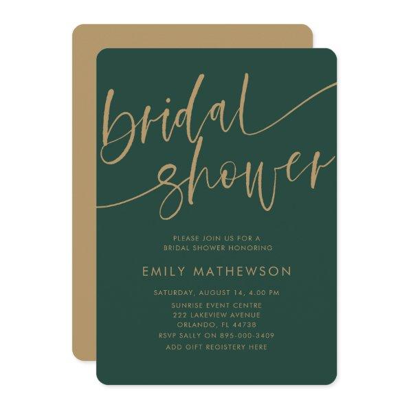 Chic Dark Green Faux Gold Typography