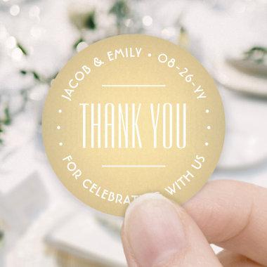 Chic Deco Typography Thank You Faux Gold Foil Classic Round Sticker