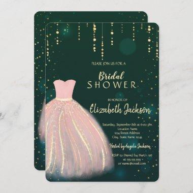 Chic Dress,Green Bridal Shower Invitations