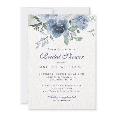 Chic Dusty Blue Rose Navy Blue White
