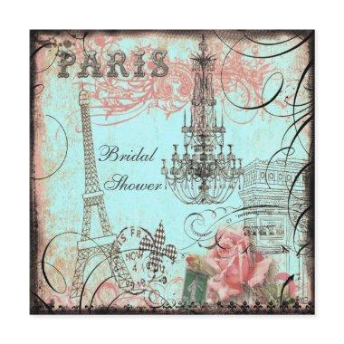 Chic Eiffel Tower & Chandelier Bridal Shower Invitations