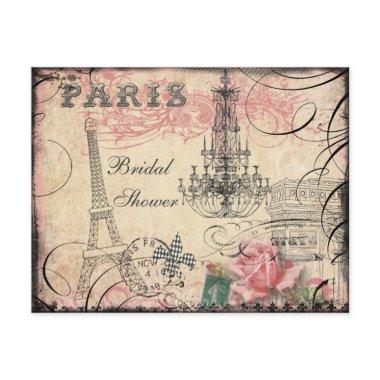 Chic Eiffel Tower & Chandelier Bridal Shower Invitations