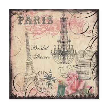 Chic Eiffel Tower & Chandelier Bridal Shower Invitations