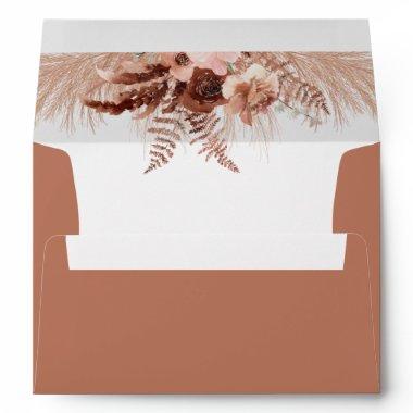 Chic Elegant Boho Pampas Grass Rust Envelope