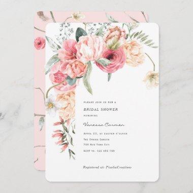 Chic elegant floral garden romantic watercolor Invitations