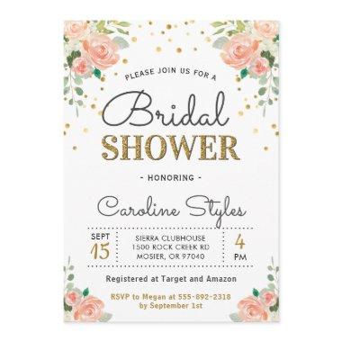 Chic Elegant Floral Peony Bridal Couples Shower Invitations