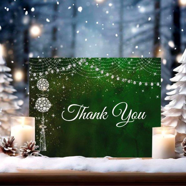 Chic elegant green ornaments thank you