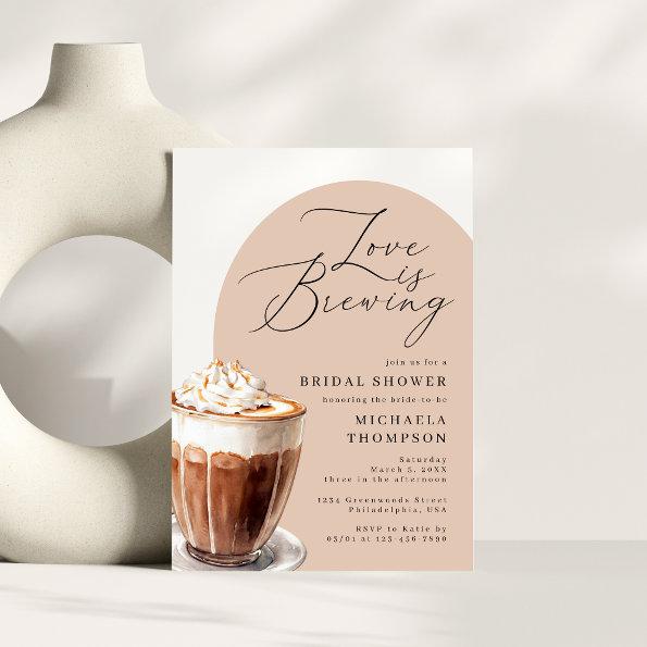 Chic Elegant Love is Brewing Coffee Bridal Shower Invitations