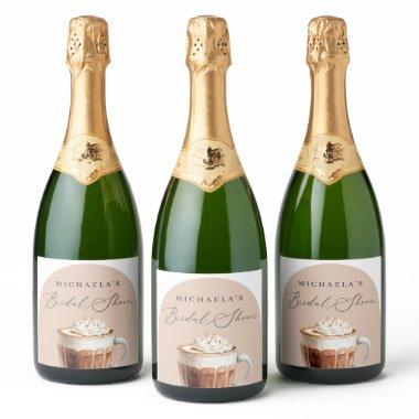 Chic Elegant Love is Brewing Coffee Bridal Shower Sparkling Wine Label