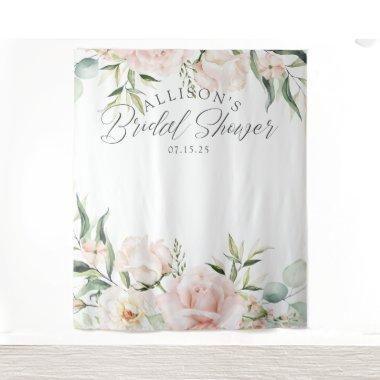 Chic elegant pink floral bridal shower backdrop