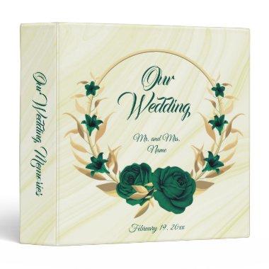 chic emerald green floral gold wreath photo album 3 ring binder