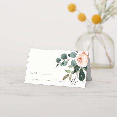 Chic Eucalyptus Blush Rose Pink Floral Wedding Place Invitations