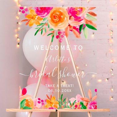 Chic fall floral watercolor  welcome acrylic sign