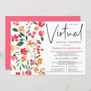 Chic fall floral watercolor virtual bridal shower Invitations