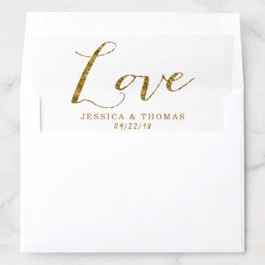 Chic Faux Gold Foil Custom Wedding Love Template Envelope Liner