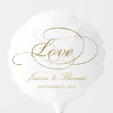 Chic Faux Gold Foil "Love" Wedding Balloon
