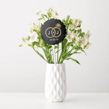 Chic Faux Gold Foil Monogram Wedding Rings Balloon