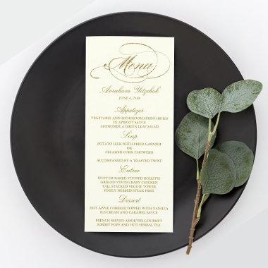 Chic Faux Gold Foil Party Menu Template - Ivory