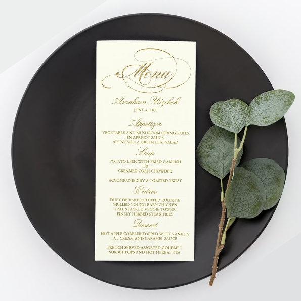 Chic Faux Gold Foil Party Menu Template - Ivory