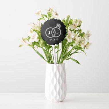 Chic Faux Silver Foil Monogram Wedding Rings Balloon