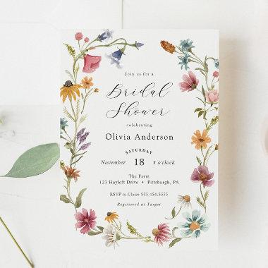 Chic Feminine Wildflower Bridal Shower Invitations