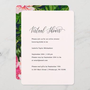 Chic Floral and Greenery Virtual Bridal Shower Invitations