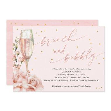 Chic floral champagne flutes brunch and bubbly in Invitations