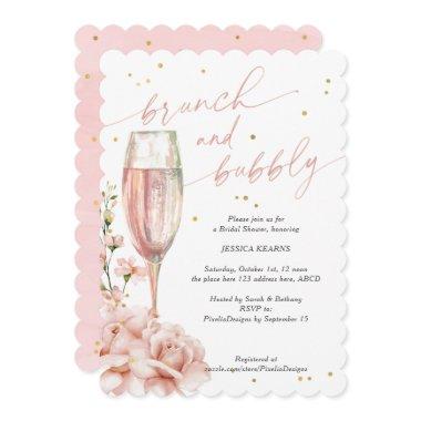 Chic floral champagne flutes brunch and bubbly in Invitations