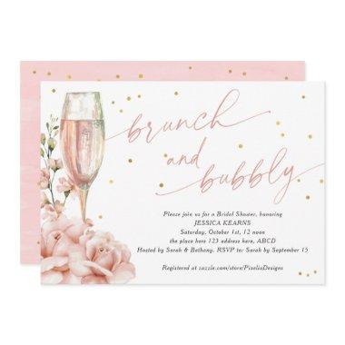 Chic floral champagne flutes brunch and bubbly in Invitations