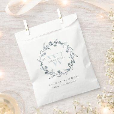 Chic Floral Laurel Wreath Monogram Bridal Shower Favor Bag