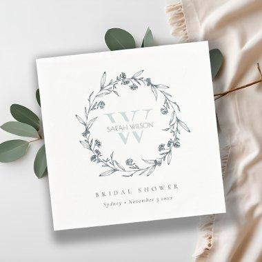 Chic Floral Laurel Wreath Monogram  Napkins