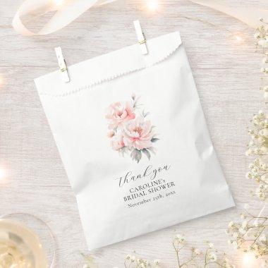 Chic Floral Peonies Blush Pink BRIDAL SHOWER Favor Bag