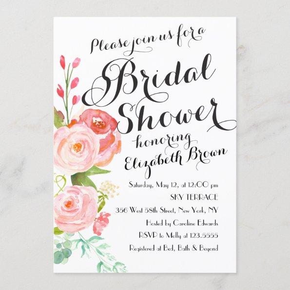 Chic Floral Roses | Bridal Shower Invitations
