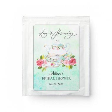 Chic Floral Teapot Bridal Shower Tea Bag Drink Mix