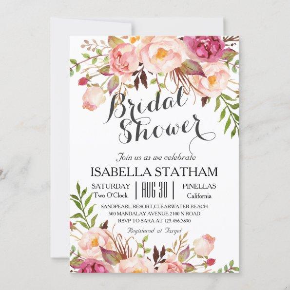 Chic Floral Wreath Rustic Bridal Shower2 Invitations