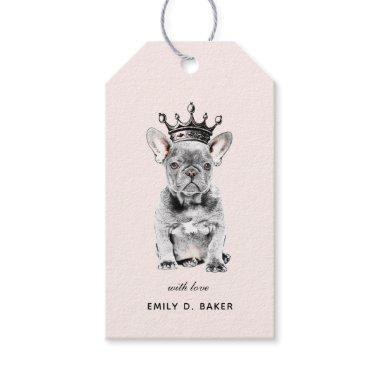 Chic French Bulldog and Crown Personalized Gift Tags