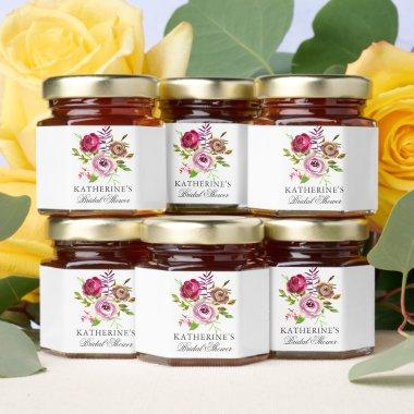 Chic Fuchsia Pink Floral  Custom Honey Jar Favors