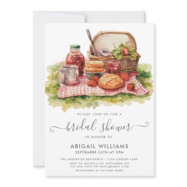 Chic Garden Party Picnic Strawberry Bridal Shower Invitations