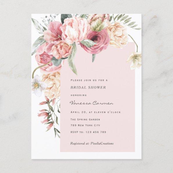 Chic garden themed watercolor floral bridal shower invitation postInvitations