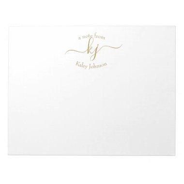 Chic Girly Gold White 2 Monogram Initial Notepad