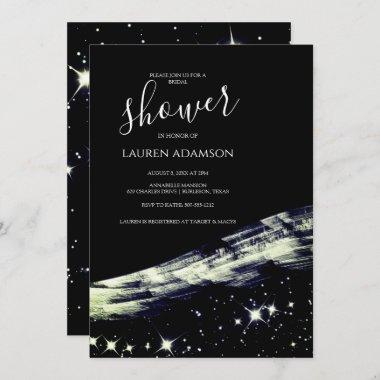 Chic Glamourous Gold Glitter Stars Bridal Shower Invitations