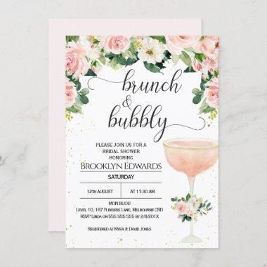Chic Glass Brunch Bubbly Bridal Shower Invitations