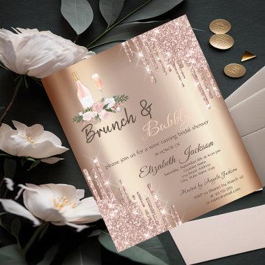 Chic Glitter Drips Brunch & Bubbly Bridal Shower Invitations