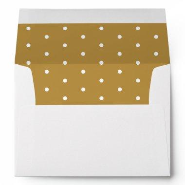 Chic Gold And White Polka Dots Wedding Invitations Envelope