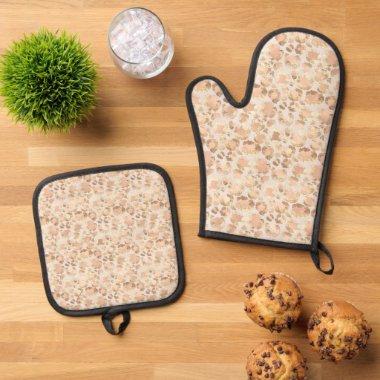 Chic Gold Blush Pink Leopard Print Oven Mitt & Pot Holder Set
