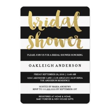 Chic Gold | Bold Black Stripe  Invite