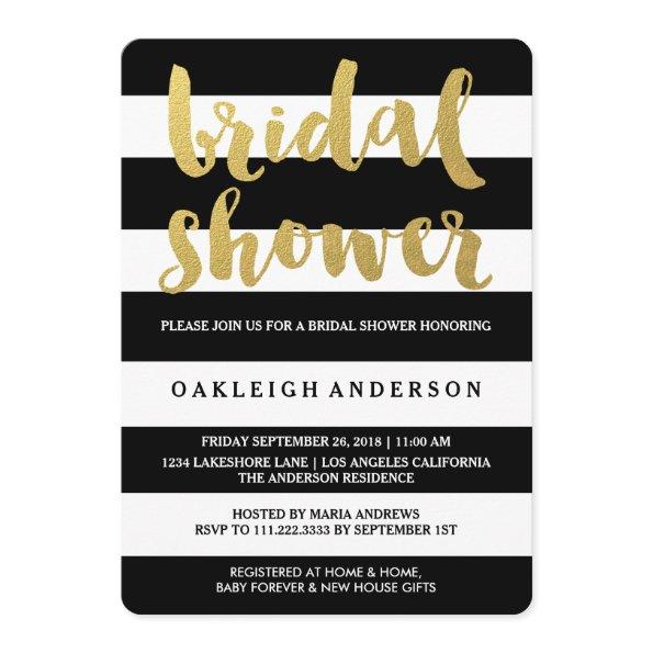 Chic Gold | Bold Black Stripe  Invite